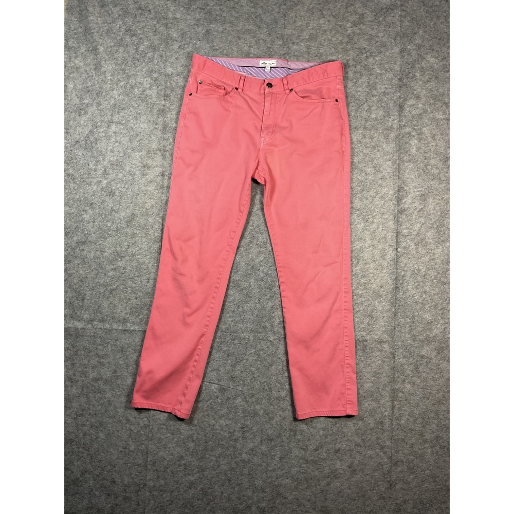 Peter Millar Mens Coral Pink Chinos Pants Size 34X30 Straight Fit Casual